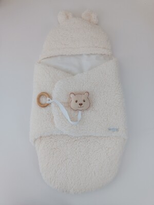 Wholesale Unisex Baby Swaddle 0-12M Tomuycuk 1074-45410 Ecru