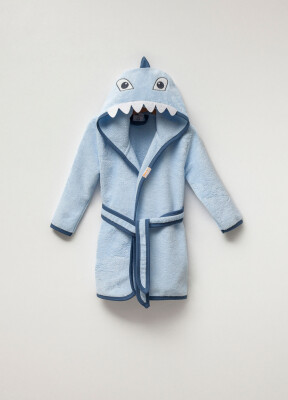 Wholesale Unisex Kids Bathrobe 1-4Y Ramel Kids 1072-487 Blue